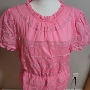 J. Crew daisy-chain lace peplum top medium